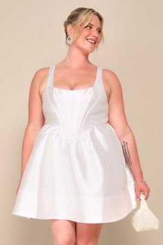 Bubbly Love White Taffeta Corset Mini Dress Summer Wedding Dress With Underbust Shape, Fitted Corset Dress With Lined Bodice For Garden Party, Satin Fitted Dress With Underbust Design, Fitted Mini Dress With Corset Back For Bridesmaid, Fitted Satin Mini Dress For Garden Party, Spring Empire Waist Fitted Corset Dress, Fitted Empire Waist Corset Dress With Boned Bodice, Lined A-line Corset Dress With Fitted Bodice, Fitted Corset Dress With Boned Bodice And Empire Waist