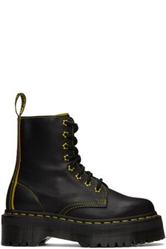 Yellow Leather High-top Boots, Yellow High-top Leather Boots, Yellow Lace-up Boots For Streetwear, Yellow Boots With Rubber Sole For Fall, Shoe Goals, Star Boots, Dr Martens Black, Chunky Boots, Doc Martens