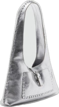 Silver Leather Shoulder Bag For Formal Events, Chic Metallic Leather Shoulder Bag, Chic Silver Leather Hobo Bag, Silver Leather Satchel Shoulder Bag, Silver Leather Shoulder Bag With Adjustable Strap, Chic Silver Leather Bag, Metallic Leather Shoulder Bag, Metallic Leather Bag With Palladium Hardware, Metallic Leather Shoulder Bag With Silver-tone Hardware