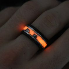 Black Silver Wedding, Glow Wedding, Dark Rings, Opal Wedding Band, Carbon Fiber Rings, Opal Wedding, Black Wedding Band, Meteorite Ring, Mens Engagement