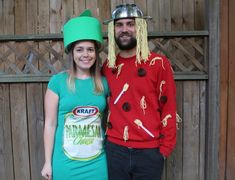 a man and woman dressed up in costumes