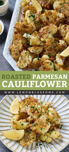 roasted parmesan cauliflower on a white plate