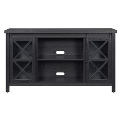 an entertainment center with two drawers and one door on the side, in dark wood