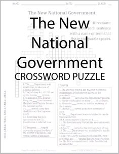 the new national government crossword puzzle