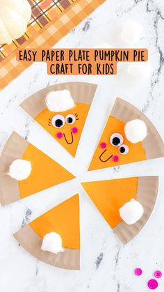 paper plate pumpkin pie craft for kids to make