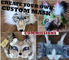 these are examples and not for sale. Yours will be custom NO CANCELATION AFTER 48 HOURS I strive to get them made as quickly as possible, however, because you deserve a great product, I won't rush it out. I give myself a generous amount of time but will generally have them done sooner. I will message you when I start on your mask so you know to expect it within a week. Your mask will be custom made and priced based upon the options you choose. Therian Masks, Custom Mask, Animal Mask, Animal Masks, Costume Mask, Not For Sale, You Deserve, Rush, Custom Made