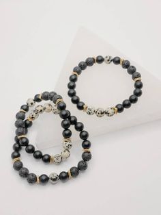 This simple yet elegant bracelet is the perfect addition to any jewelry collection.  This bracelet features 8mm beads of:  dalmation jasper, matte black onyx and lava stone.  This bracelet can be used as a diffuser as well. Please note- essential oils can shorten the length of your bracelets lifespan due to breaking down the elastic cording. Due to nature of gemstones, colors may vary in color slightly.  The best way to apply bracelet is to roll on to wrist rather than stretch. Black Gemstone Bracelet, Notes Essentials, Dalmation Jasper, Beaded Jewelry Earrings, 8mm Beads, Twin Falls, Moonstone Bracelet, Elegant Bracelet, Lava Stone