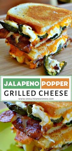 grilled cheese sandwich with jalapeno popper on top and bacon in the middle