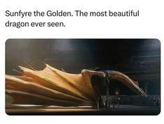 an image of a dragon with caption that reads, sunfy the golden the most beautiful dragon ever seen