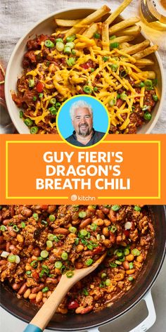 guy fieri's dragon's breath chilli recipe in a skillet