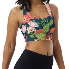 Looking for a swim top or sports bra that's both stylish and functional? Wear alone or under your rashguard! Look no further than the Seychelles Floral Sports Bra Swim Top from Berry Jane. Made in America from a lightweight, peachy fabric, this sports bra is lined for extra support and lightly padded for a comfortable, compression fit. Plus, the mix-and-match print makes it easy to create a unique look for your next beach or paddleboard lake adventure. • Compression fabric: 78% polyester, 22% sp Multicolor Stretch Activewear Bra Friendly, Athleisure Fitted Swimwear For Sports, Athleisure Sports Bra For Beach With Medium Support, Summer Sports Activewear With Medium Bust Support, Sporty Fitted Activewear For Beach, Breathable Athleisure Sports Bra For Beach, Casual Sports Swimwear Bra Friendly, Beach Athleisure Activewear With Built-in Padding, Summer Compression Sports Bra For Pilates