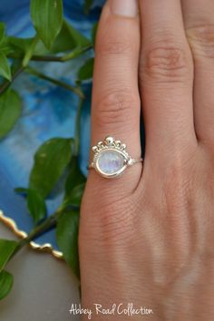 Eclectic Wire Wrapped Jewelry Moonstone Crown, Magical Ring, Blue Reflection, Romantic Boho, Wire Wrapped Ring, Crown Ring, Abbey Road