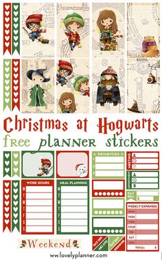 christmas at hogwart's free planner stickers from we love printables