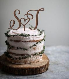 there is a cake that has the initials on it