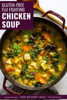 A hearty chicken soup for those cold, winter days when you’re perhaps not feeling well or just want to curl up with a comforting bowl of soup. A quick and easy version of traditional chicken soup that can be made with noodles, wild rice, or potatoes. | passmesometasty.com #chickensoup #chickennoodlesoup #glutenfreechickennoodlesoup #glutenfreechickensoup #glutenfreerecipes Gluten Free Chicken Soup, Hearty Chicken Soup, Dehydrated Chicken, Not Feeling Well, Gluten Free Noodles, Hearty Chicken, Stove Top Recipes, Chicken Chili Recipe, Delicious Soup Recipes