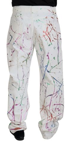 Brand new with tags 100% Authentic Dolce & Gabbana jeans Color splash print Denim pants White color 100% Cotton material Zipper closure Logo details Made in Italy Size on Tag: IT48 | M Straight Leg Paint Splatter Jeans, Straight Leg Cotton Jeans With Paint Splatter, Casual Spring Pants With Paint Splatter, Spring Straight Leg Bottoms With Paint Splatter, Spring Paint Splatter Cotton Jeans, Multicolor Paint Splatter Bottoms For Spring, Spring Multicolor Paint Splatter Bottoms, Spring Cotton Bottoms With Paint Splatter, Printed Denim Pants