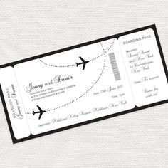 an airplane ticket is shown with the word, boarding pass and it's black border