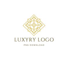 the luxury logo is designed in gold and white, with an elegant motif on it