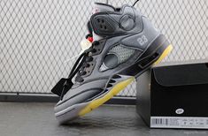 Off-White x Air Jordan 5 Black Muslin Fire Red CT8480-001