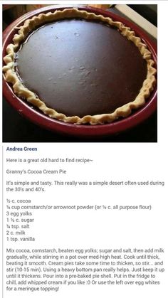 an image of a chocolate pie on facebook