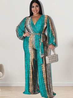 Material:91-99% Polyester & Spandex. Features:Plus size. long sleeves. tie-dyed print. floor-length. loose long pants. one-piece jumpsuits.Style: Casual Green Long Sleeve Jumpsuit For Fall, Jumpsuit Fall, Designer Jumpsuits, Jumpsuit Pattern, Long Romper, Plus Size Jumpsuit, One Piece Outfit, Long Sleeve Jumpsuit, Plus Size Womens Clothing