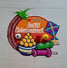 this is an image of a happy makarrami greeting card with colorful items