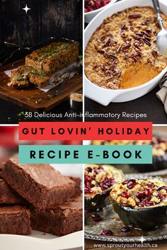 four different pictures with the words out lovin'holiday recipe e - book on them