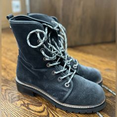 Gorgeous Stuart Weitzman Velvet Combat Boots. Grey Velvet, Lace Up Combat Boots, Worn Once. Super Cute And Comfortable. Paid Almost $600. Winter Synthetic Lace-up Combat Boots, Winter Lace-up Combat Boots With Reinforced Toe, Gray Combat Boots, Gray Waterproof Lace-up Boots, Gray Lace-up Hiking Boots, Lace Up Combat Boots, Velvet Lace, Stuart Weitzman Shoes, Grey Velvet