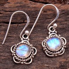 Nickel-free Moonstone Round Earrings, Blue Moonstone Round Earrings, Handmade Round Moonstone Earrings, Moonstone Earrings For Gift, Earrings Round, Moonstone Earrings, Earrings Women, Moonstone Jewelry, Earrings Blue