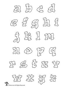 the alphabet is drawn in black and white