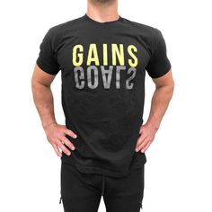 TShirt Goals Gains Grey Design, Gray Design, Bodybuilder, Build Muscle, Fat Burning