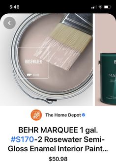 the home depot is selling behr marquee 1 gal $ 70 - 2 rosewater semi - gloss enamel paint