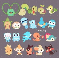 the pokemon characters are all different colors and sizes, but there is no image to describe