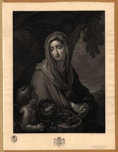 the virgin mary with her child, from an engraving by jean - louis de tourniere