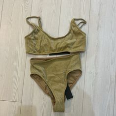 Top- L Bottoms- S Never Worn With Tags Gold Fitted Swimwear For Sunbathing, Chic Gold Swimwear For Sunbathing, Triangl Swimwear, Womens Swim, Swimming, Tags, Women Shopping, Gold, Color