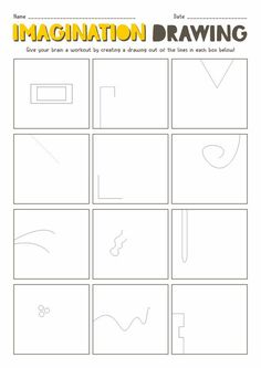 the worksheet for drawing is shown with different shapes and lines, including letters