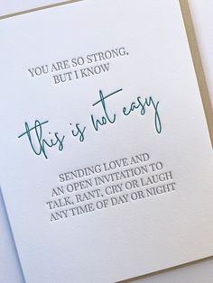 this is an image of a card that says, you are so strong, but i know