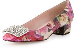 Kate Spade New York Mixer Crystal Buckle Pump Flats #shoes #shopping #style Floral Pumps, Fabulous Shoes, Pumps Flat, Printed Leather, Leather Pumps, Salvatore Ferragamo Flats, Kate Spade New York, Top Designers, In Fashion