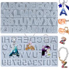 the letters and numbers are made out of acrylic rubber sheet with beaded charms