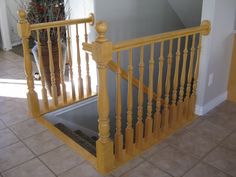 the stairs in this house have been painted yellow