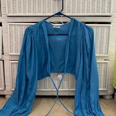 Beautiful Blue, Wrap Top, Never Worn, Super Comfy Blue Wrap Tops For Fall, Blue Open Front Top For Spring, Casual Blue Wrap Top, Blue Open Front Top For Day Out, Blue Wrap Top, Beginning Boutique, Boutique Tops, Wrap Top, Beautiful Blue