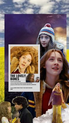 the lovely bones movie poster with two girls and one boy in front of a field