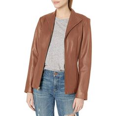 Cole Haan Women's Leather Wing Collared Jacket - Zooloo Leather Biker Coat, Lambskin Jacket, Collar Leather Jacket, Collared Jacket, Wing Collar, Cole Haan Women, Leather Skin, Jacket Fashion, Collar Jacket