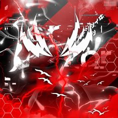 a red and black abstract background with birds