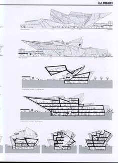 an architectural drawing shows the various sections of a building