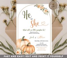 the printable pumpkin baby shower is ready to be delivered