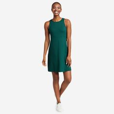 Casual Solid Dress With 4-way Stretch, Green Stretch Sporty Dress, Green Sleeveless Elastane Dress, Versatile Sleeveless Stretch Dresses, Versatile Stretch Sleeveless Dress, Casual Green Stretch Sleeveless Dress, Sporty Sleeveless Solid Dress, Casual Summer Dress With 4-way Stretch, Athletic Dresses