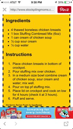 an iphone screen showing instructions on how to cook chicken