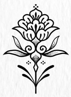 a black and white drawing of a flower