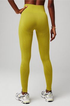 Seamless High-Waisted Linework Legging Fabletics yellow female Activewear >> Womens >> Bottoms >> Leggings >> Leggings Performance Seamless regular Yoga and Studio 4-Way Stretch/Chafe-Resistant/Moisture-Wicking Female Activewear, Sweaty Workouts, Best Gym, Suit Of Armor, Compression Leggings, Seamless Leggings, High Waisted Leggings, Active Wear For Women, Womens Bottoms